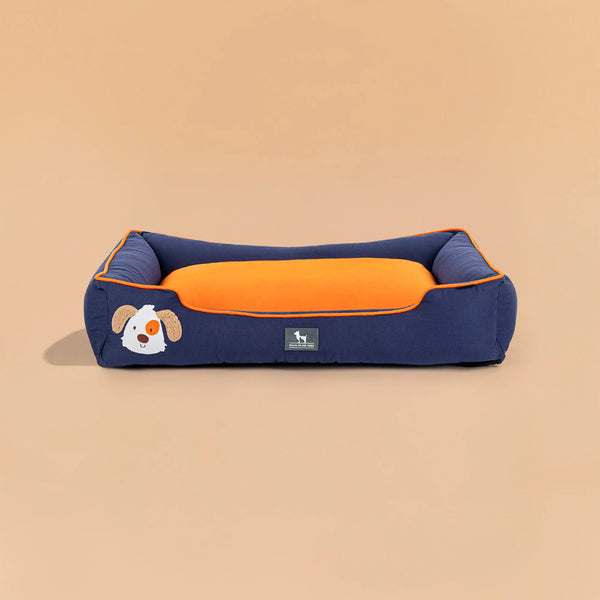 HUFT Woofie Classic Lounger Bed For Dog - Blue & Orange