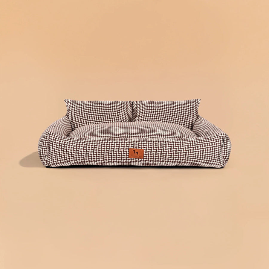 HUFT Cookie Houndstooth Lounger Bed For Dog - Brown