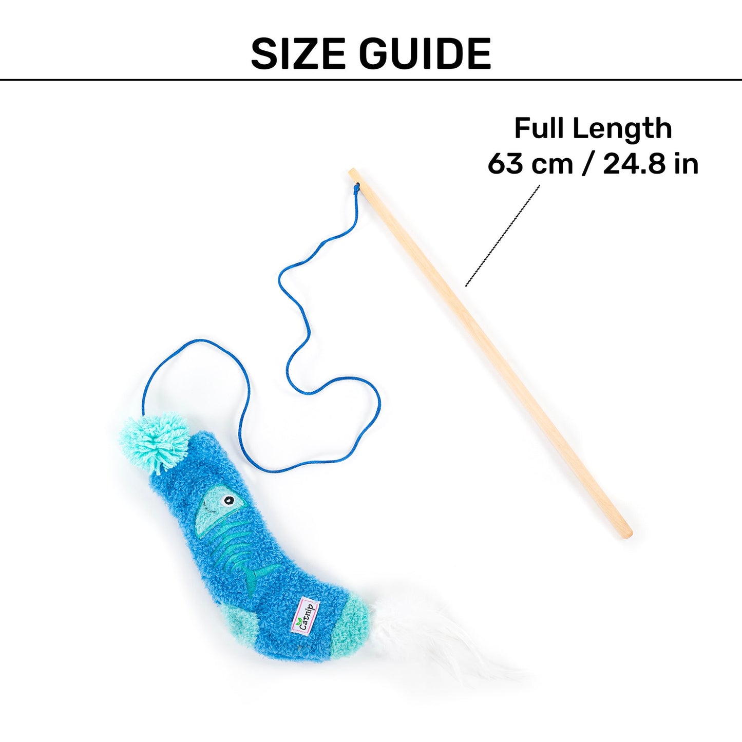 HUFT Fishin' Socks Teaser Wand Toy With Catnip For Cat