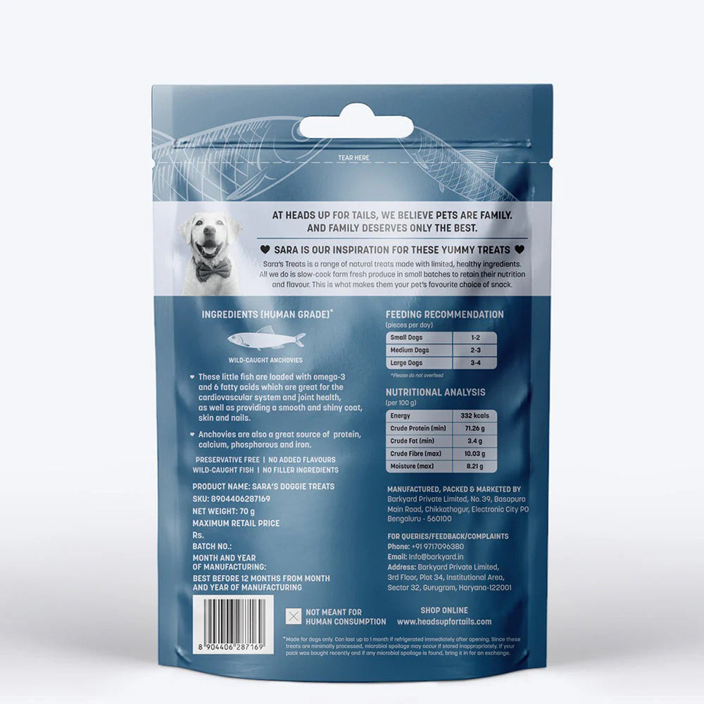 HUFT Sara's Dehydrated Anchovy Doggie Treats - 70 g