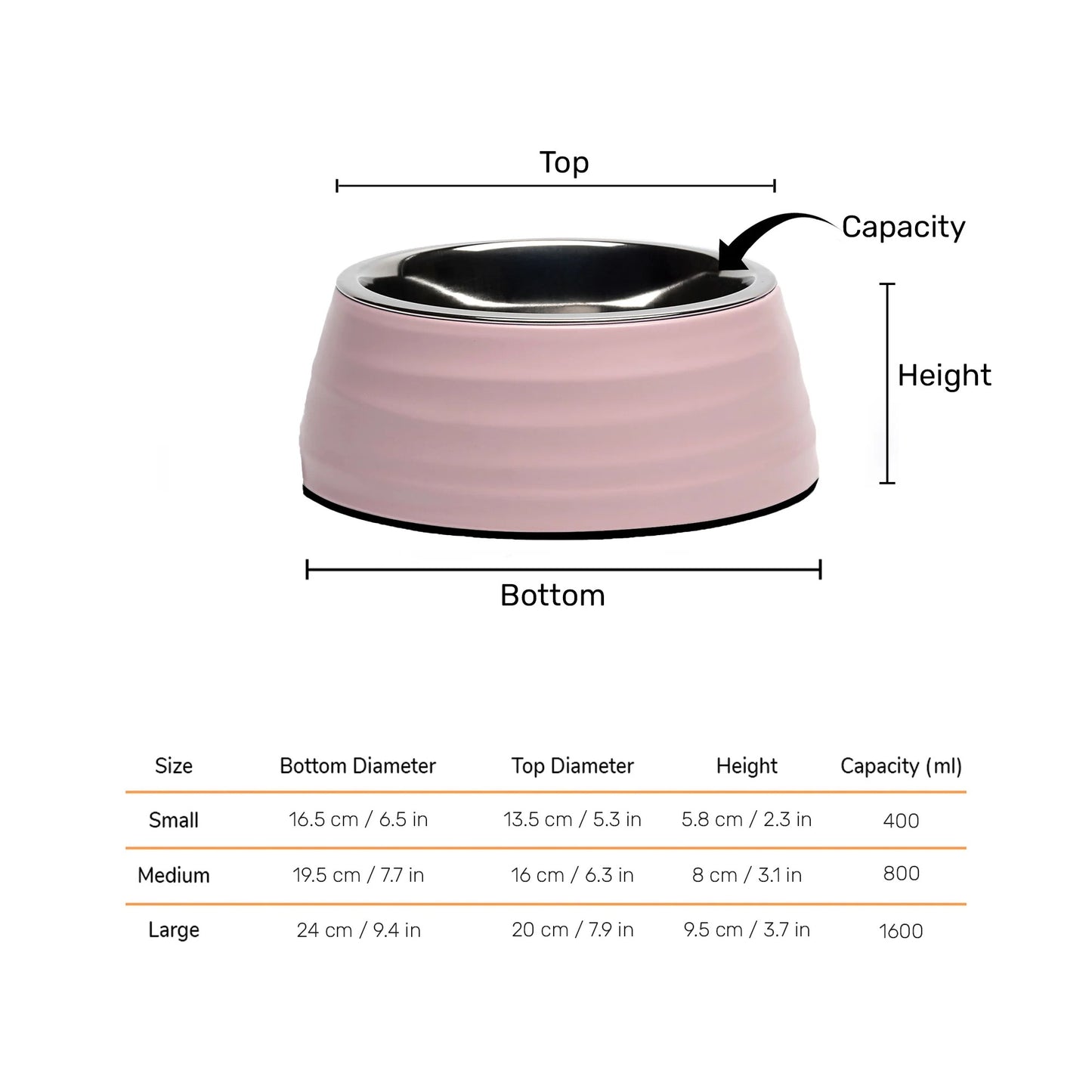 HUFT Breezy Basics Wave Embossed Melamine Bowl For Dog - Peach