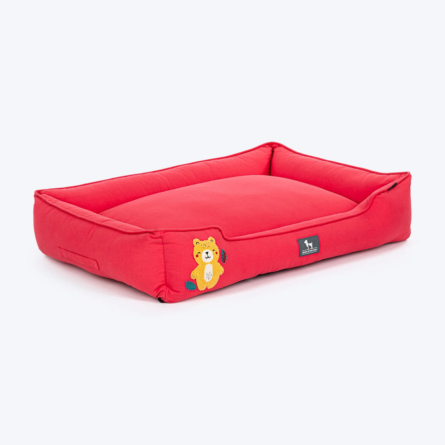 HUFT Teddy Classic Lounger Dog Bed - Red