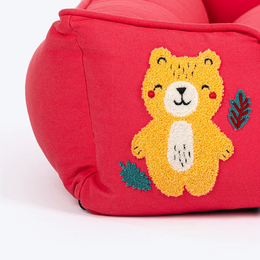 HUFT Teddy Classic Lounger Dog Bed - Red