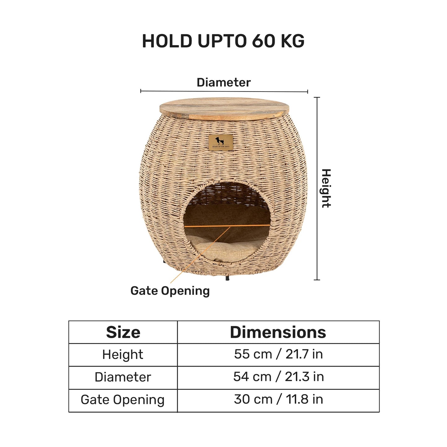 HUFT Paws And Tails Multifunctional Table With Bedding For Cat - Beige