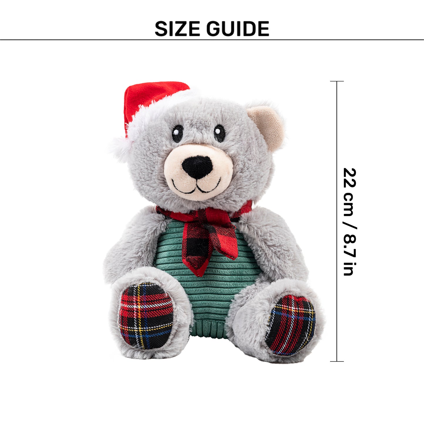 HUFT Beary Merry Plush Toy for Dog - White & Green - L