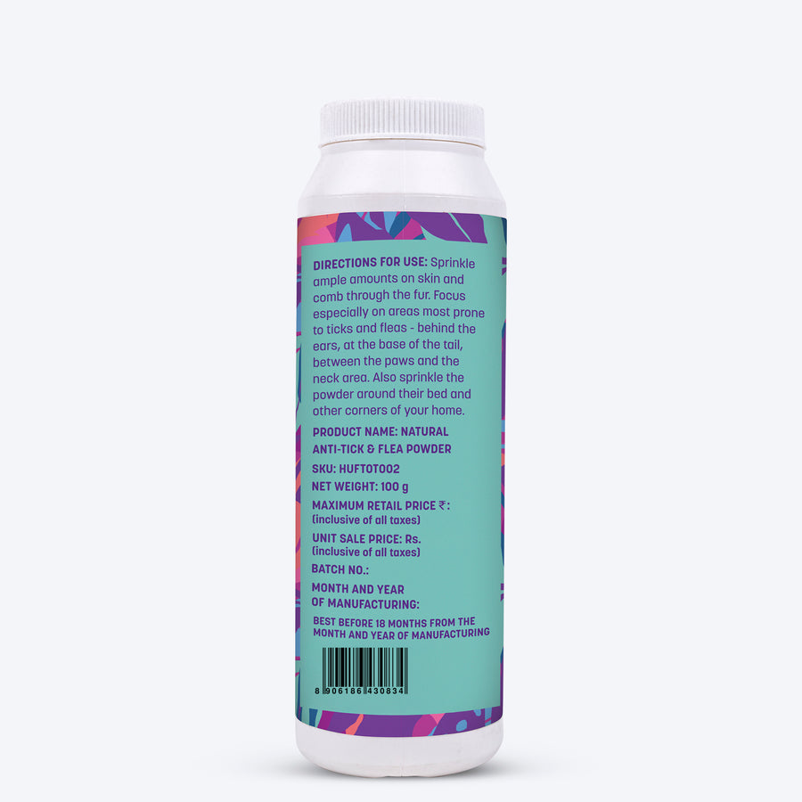 HUFT Natural Anti Flea & Tick Powder For Pets - 100 gm