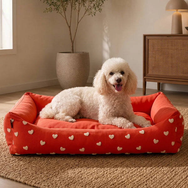 HUFT Sweethearts Lounger Bed For Dog - Red