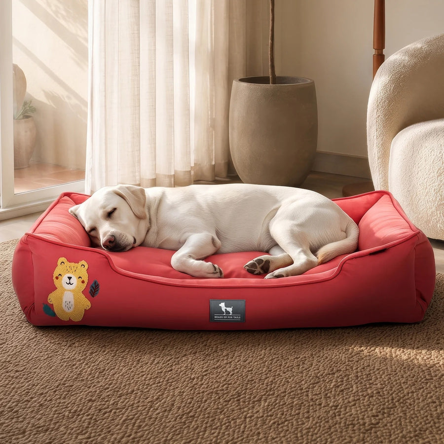 HUFT Teddy Classic Lounger Dog Bed - Red