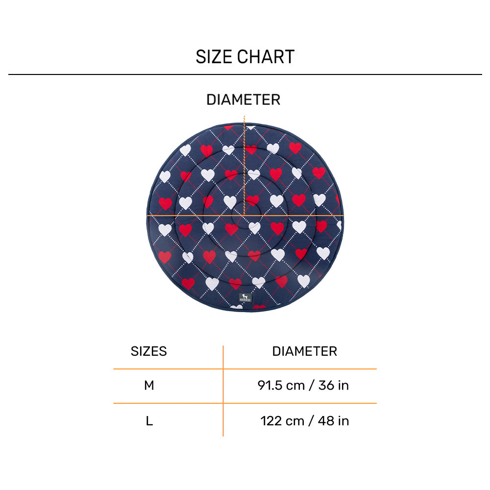 HUFT Embracing Heart Circular Dog Mat - Navy - M