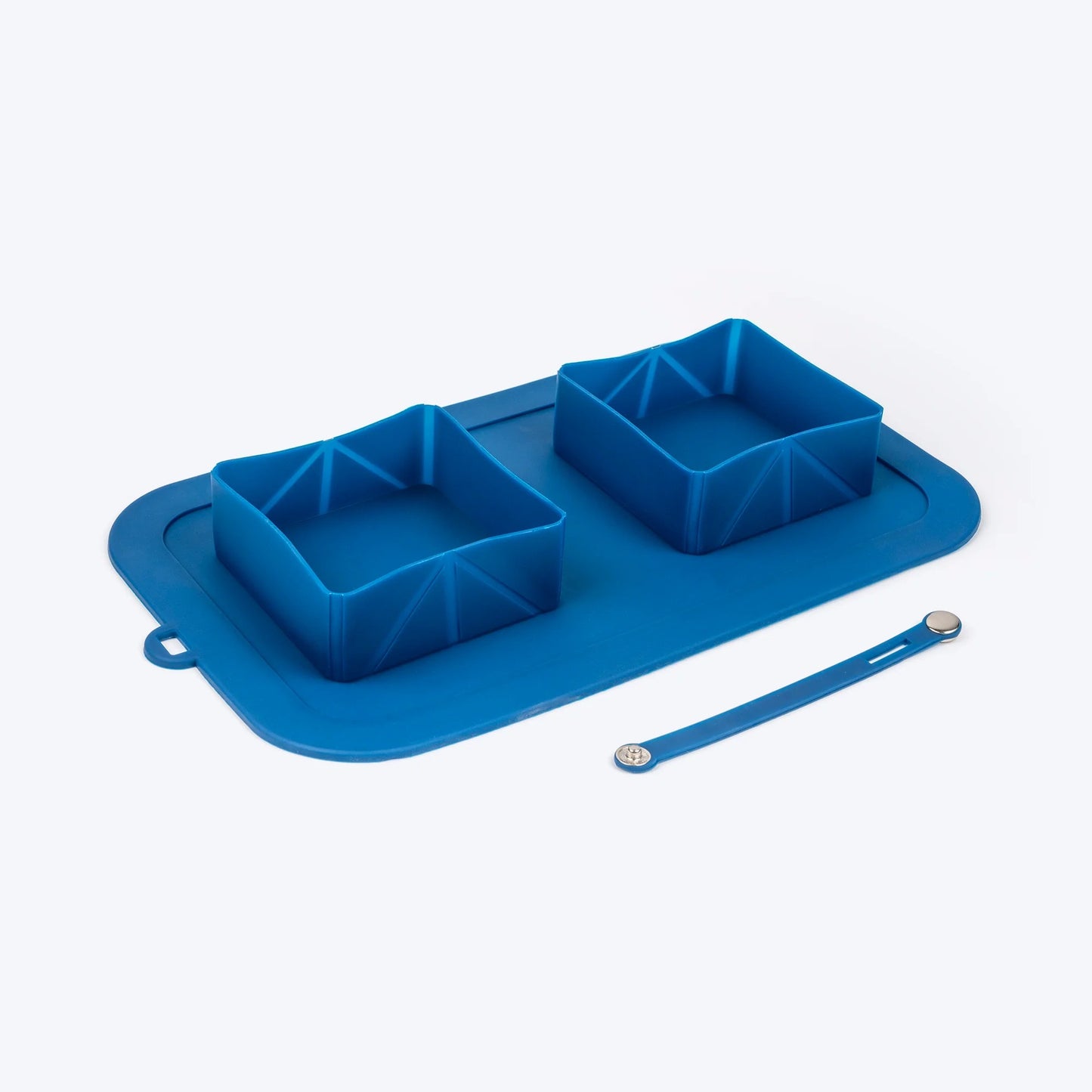 Dash Dog Travel Foldable Double Diner For Dog - Blue