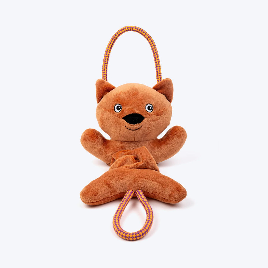 HUFT Bungee Fox Squeaky Plush Toy For Dog - Rust