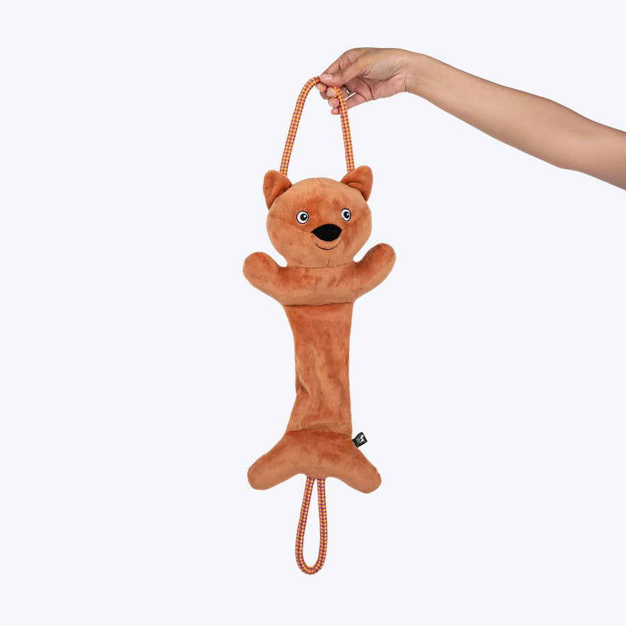 HUFT Bungee Fox Squeaky Plush Toy For Dog - Rust