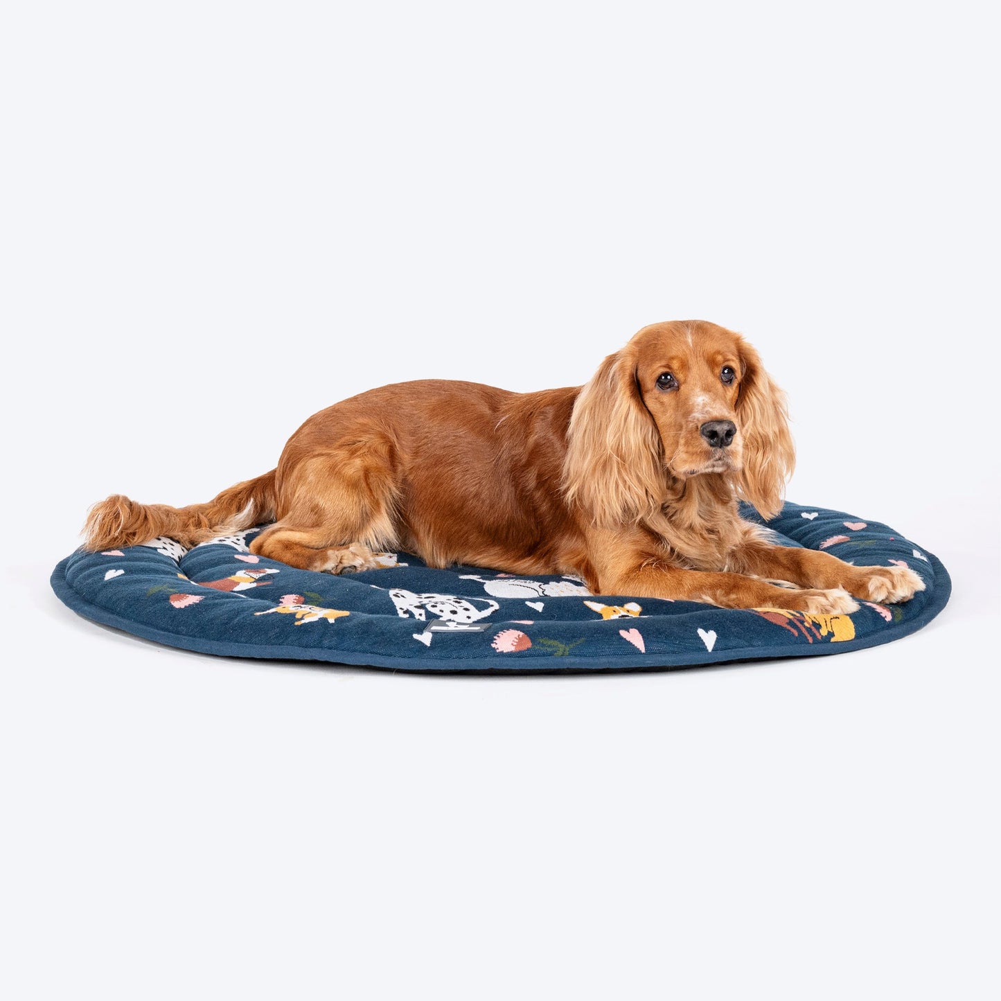HUFT Dogs in Bloom Circular Dog Mat - Navy - M