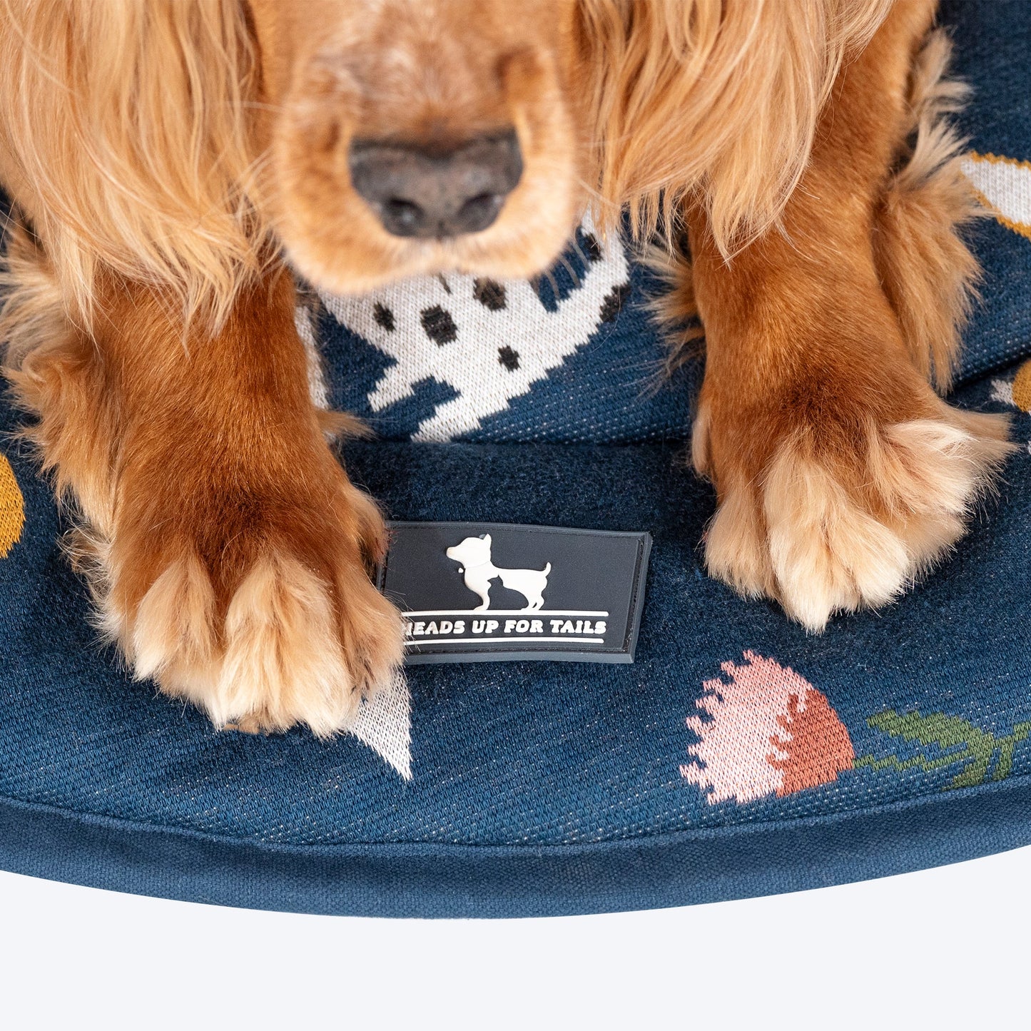 HUFT Dogs in Bloom Circular Dog Mat - Navy - M