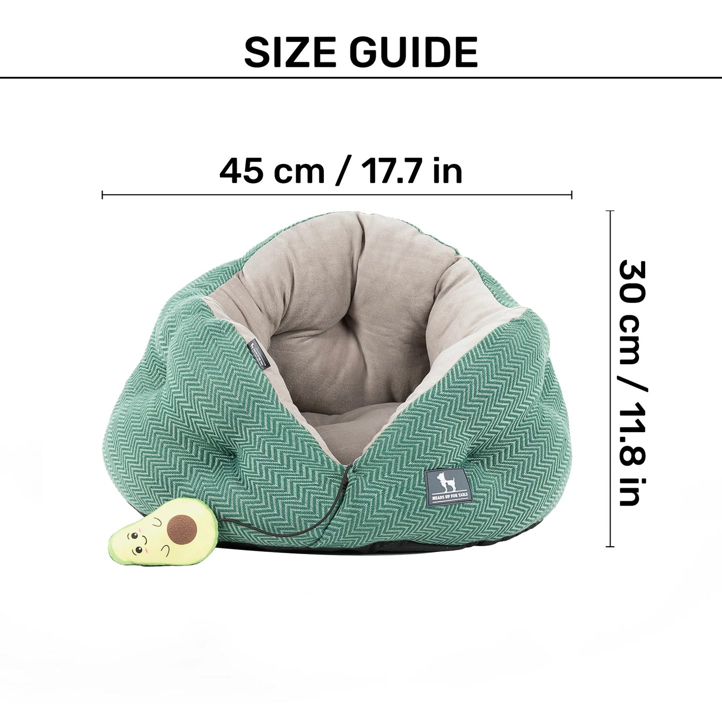 HUFT Purrfect Perch Bed With Avocado Plush Toy For Cats & Puppy - Green & Grey