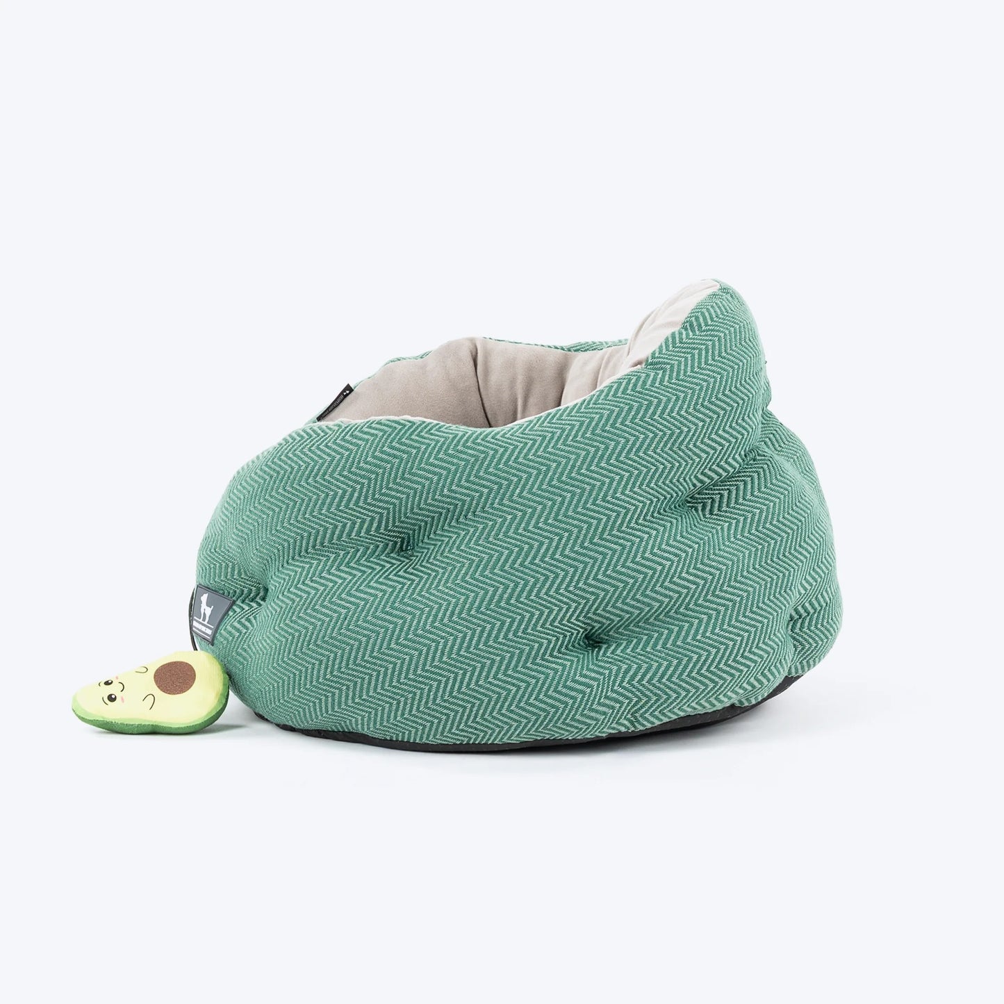 HUFT Purrfect Perch Bed With Avocado Plush Toy For Cats & Puppy - Green & Grey