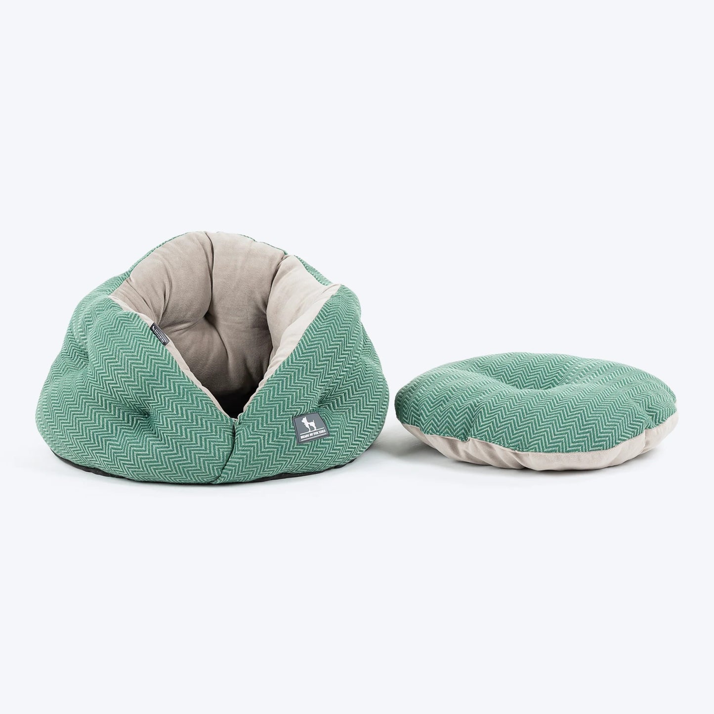 HUFT Purrfect Perch Bed With Avocado Plush Toy For Cats & Puppy - Green & Grey
