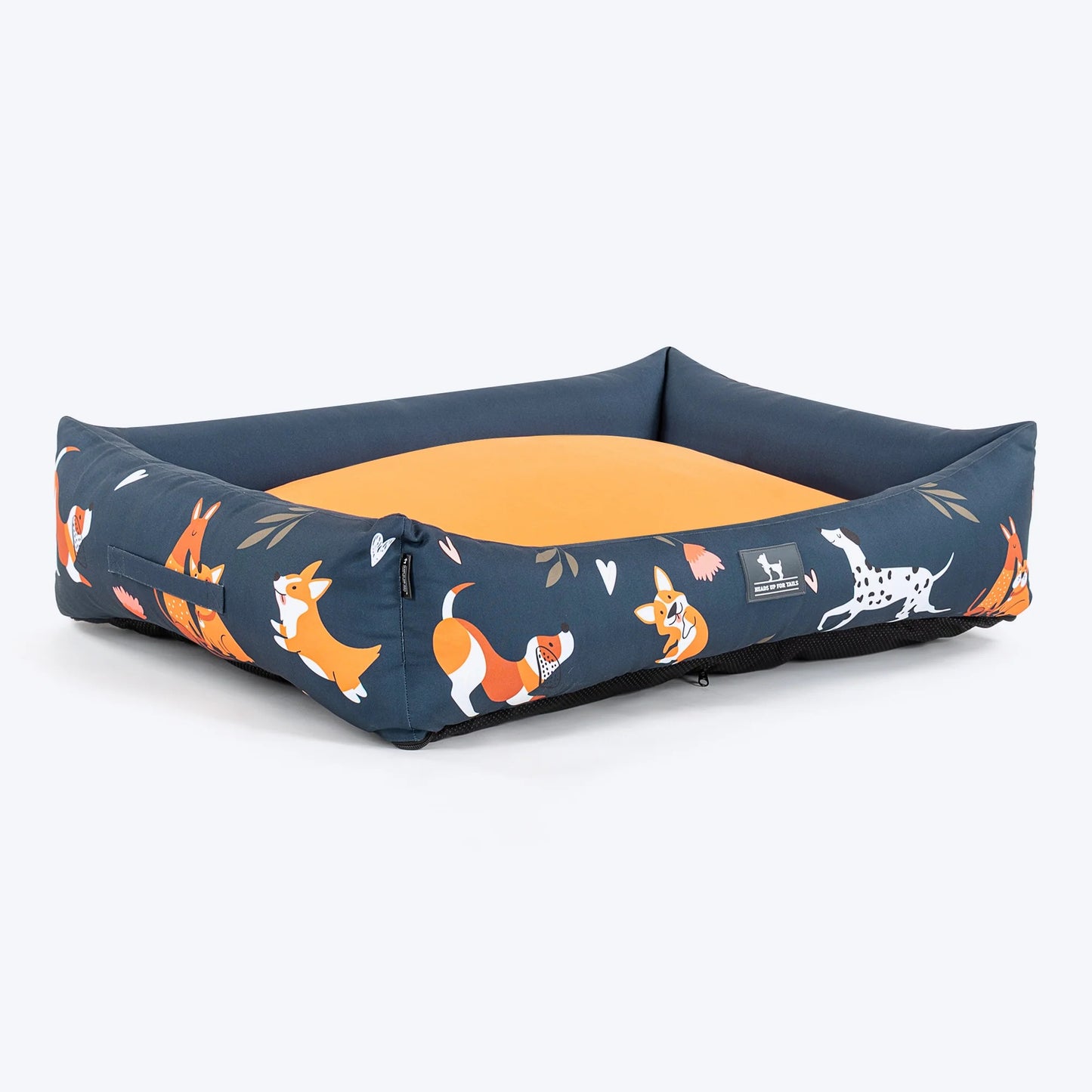 HUFT Dogs in Bloom Lounger Bed For Dog - Navy Blue