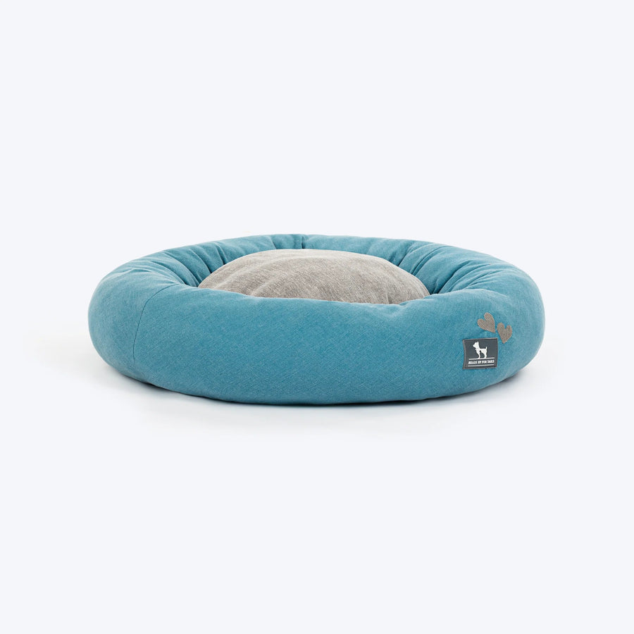 HUFT Dreamy Donut Bed For Cat and Puppy - Teal & Grey