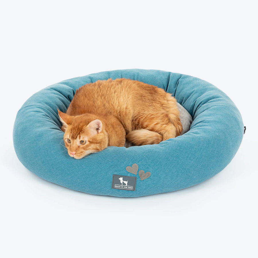 HUFT Dreamy Donut Bed For Cat and Puppy - Teal & Grey