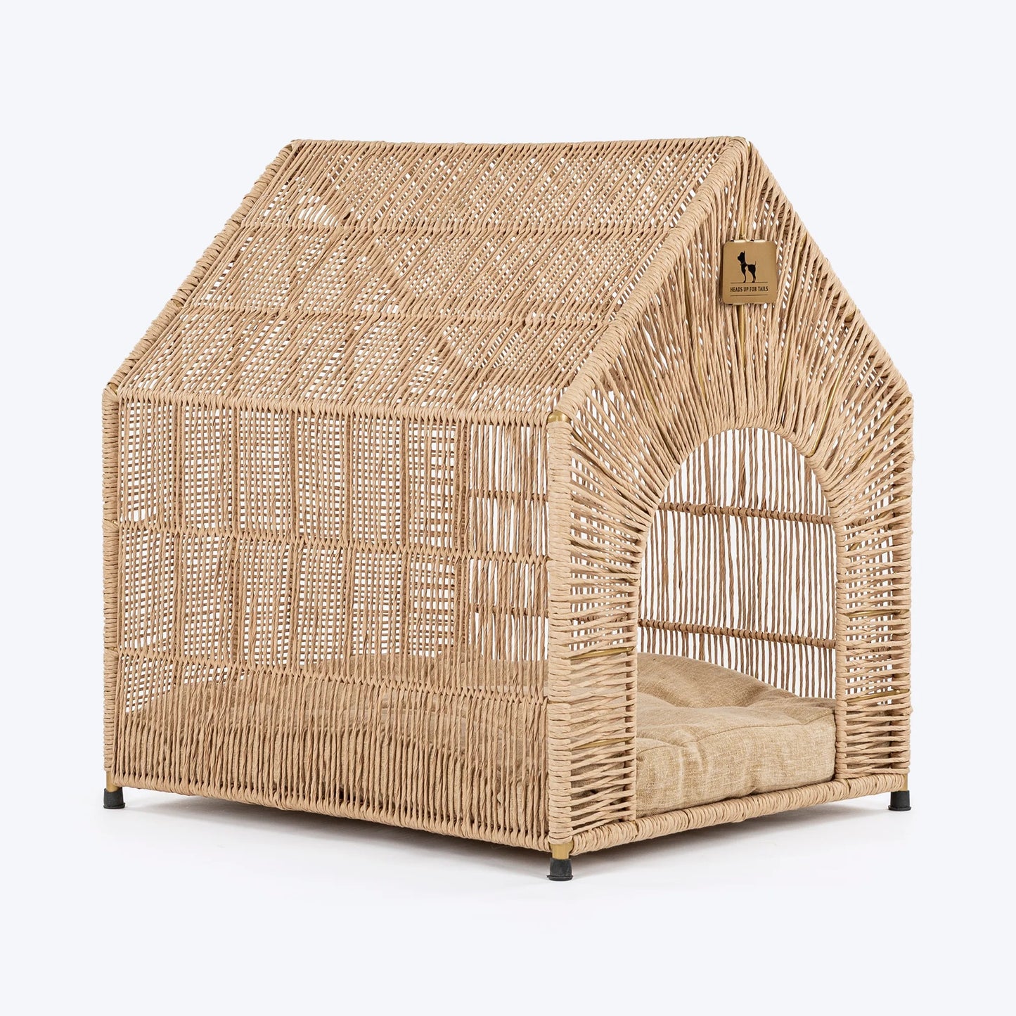 HUFT Furry Fort Hut With Cushion For Cat - Beige