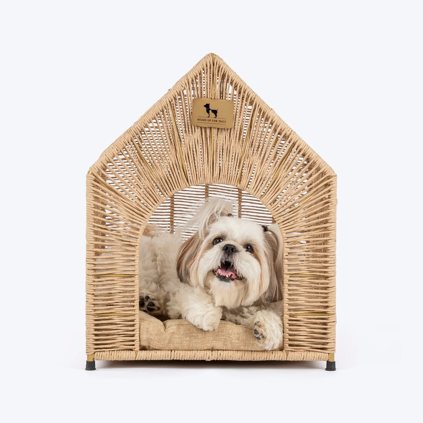 HUFT Furry Fort Hut With Cushion For Cat - Beige