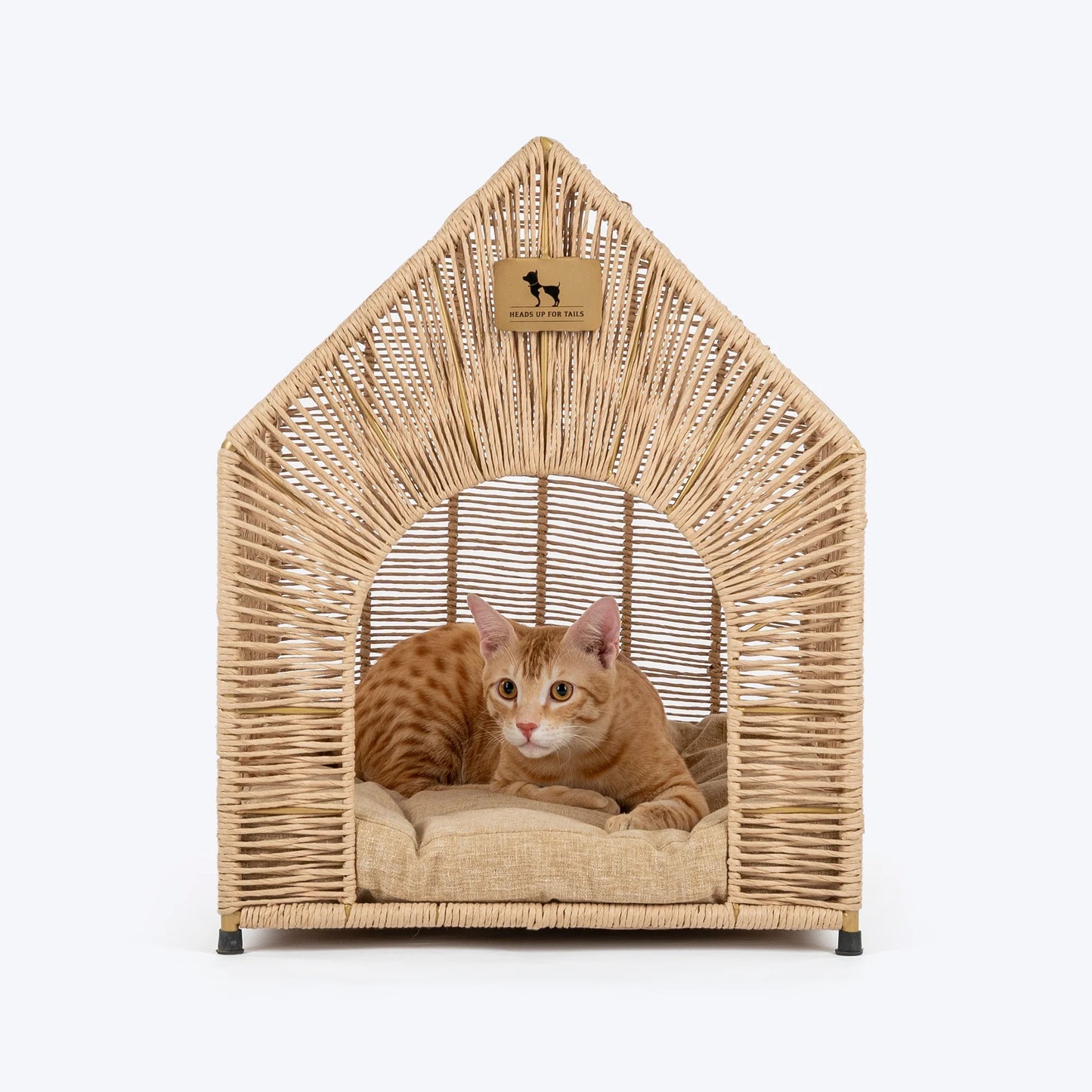 HUFT Furry Fort Hut With Cushion For Cat - Beige