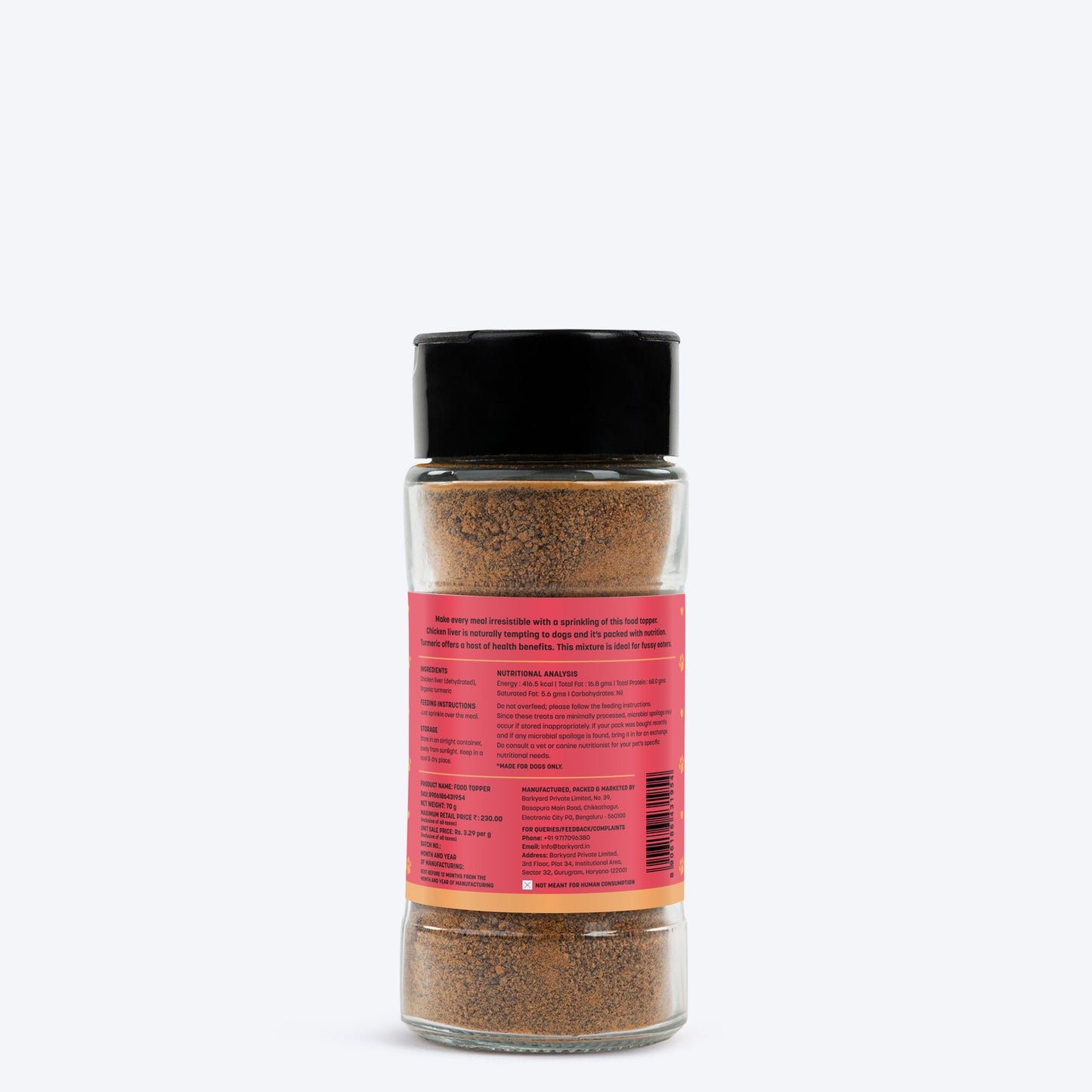 HUFT Food Topper Chicken Liver With Organic Turmeric Dog Treats - 70 g