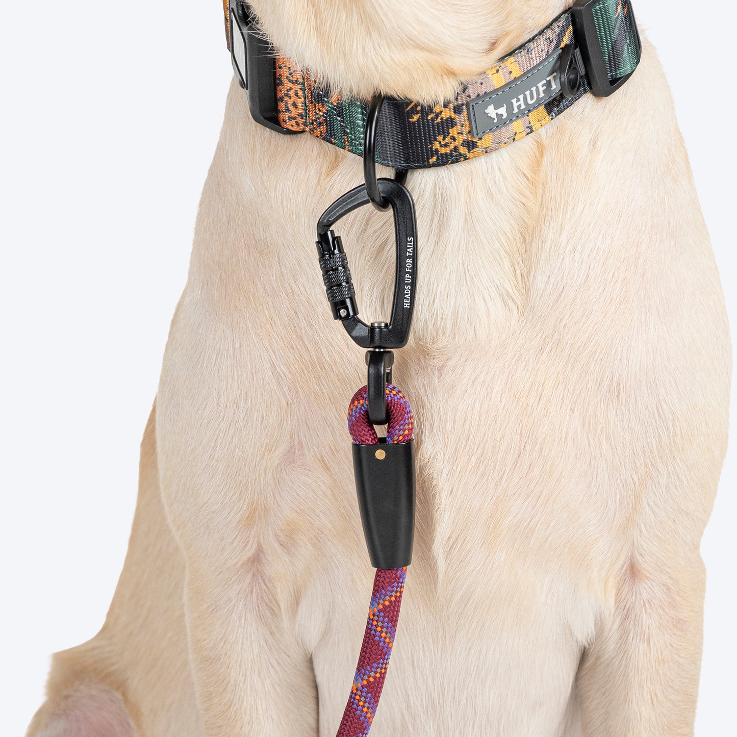 HUFT Xplorers Rope Leash With Carabiner For Dog - Maroon - 5 ft
