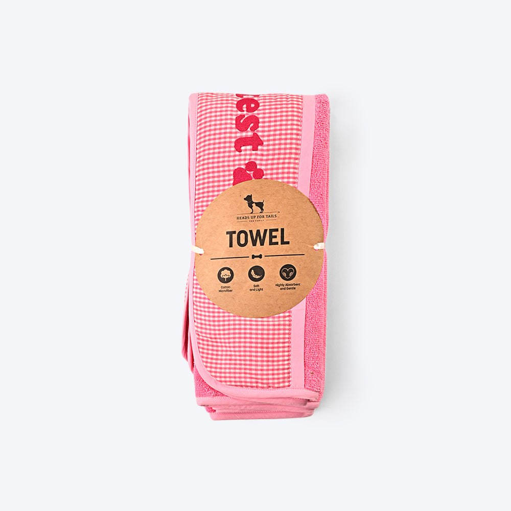 HUFT Cutest Microfiber Towel For Dogs & Cats - Light Pink