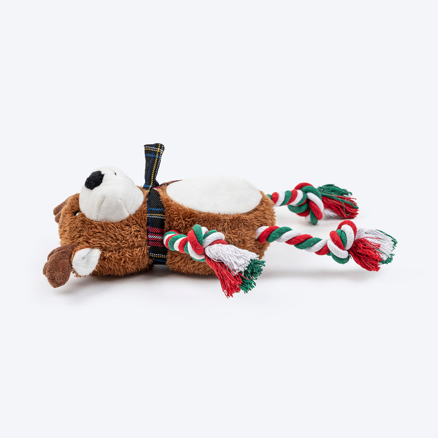 HUFT Rudy-Rope Plush Toy for Dog - Brown & Red - L