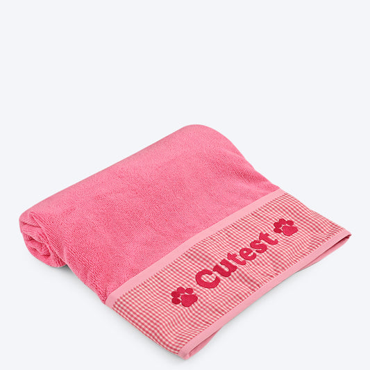 HUFT Cutest Microfiber Towel For Dogs & Cats - Light Pink