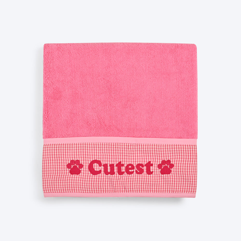 HUFT Cutest Microfiber Towel For Dogs & Cats - Light Pink