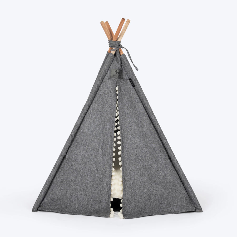 HUFT Cozy Fort Teepee Tent Bed For Dog & Cat - Charcoal Black