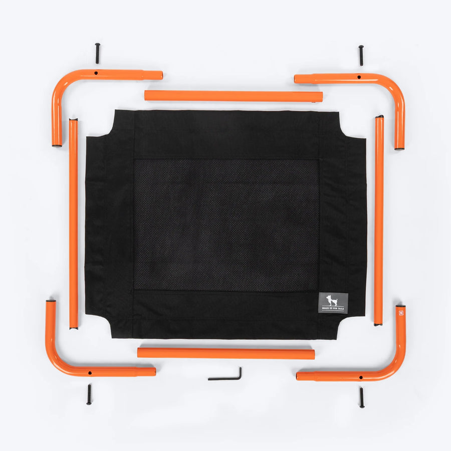 HUFT Elevated Bed For Dog - Black & Orange