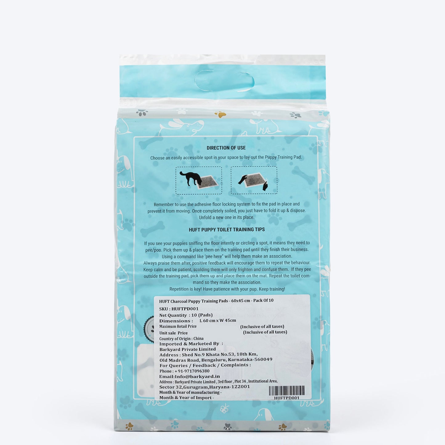 HUFT Charcoal Puppy Training Pads - (60 X 45 cm)