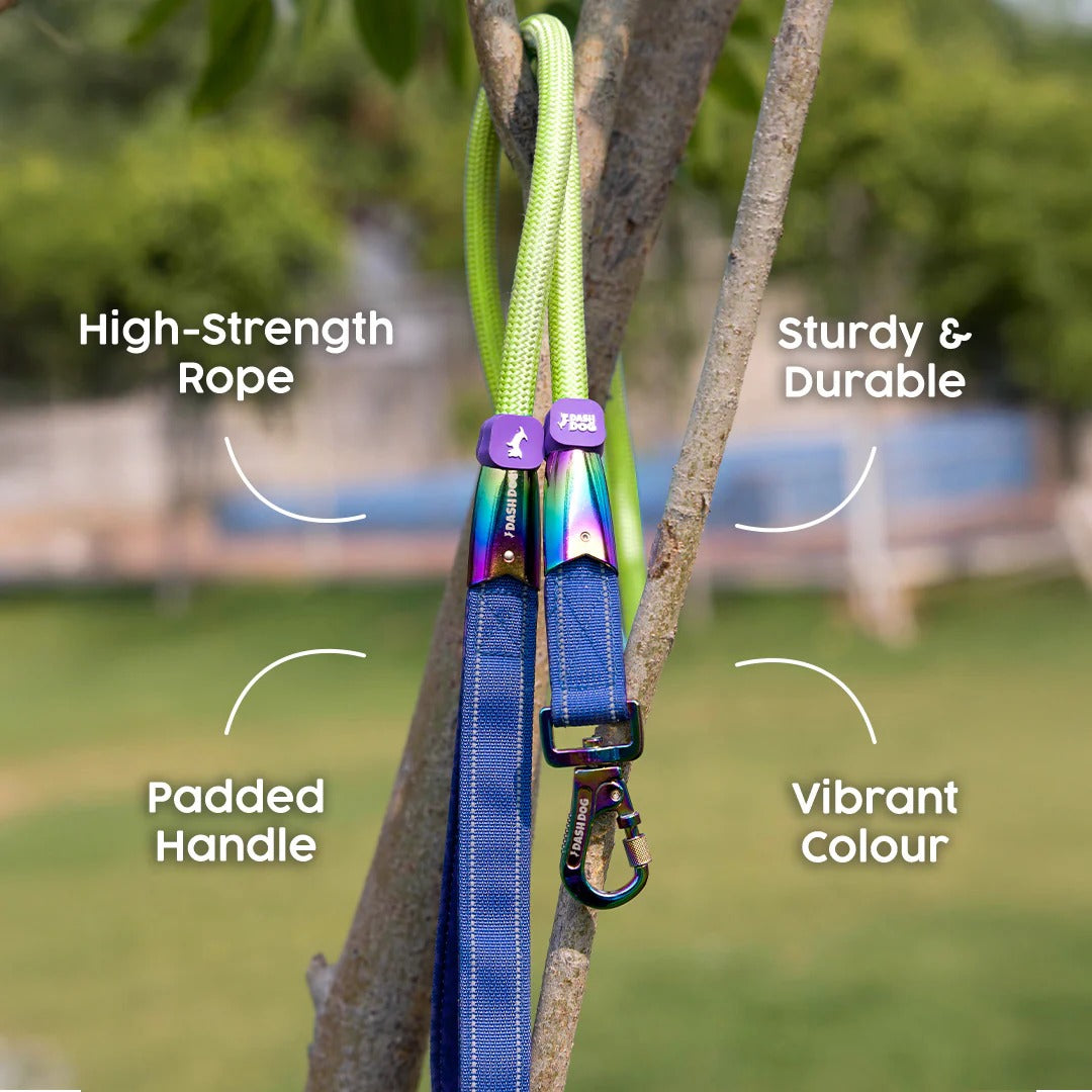 Dash Dog Wanderer Rope Leash For Dog - Neon Green