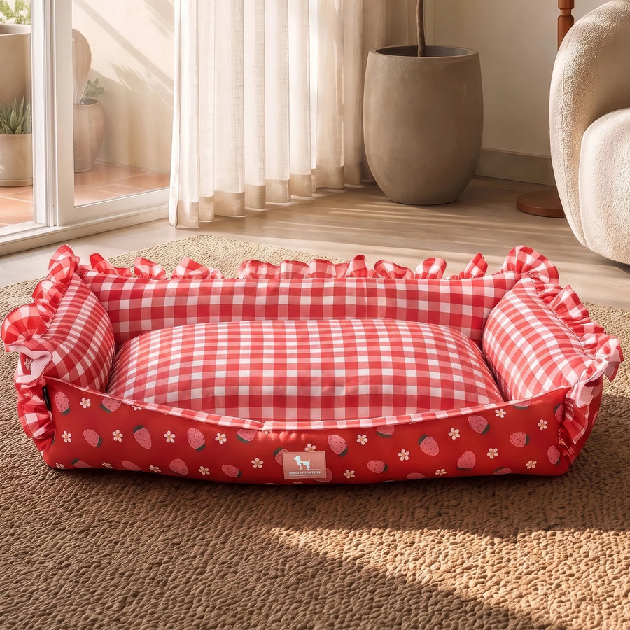 HUFT Berrylicious Lounger Bed For Dog - Red and Pink