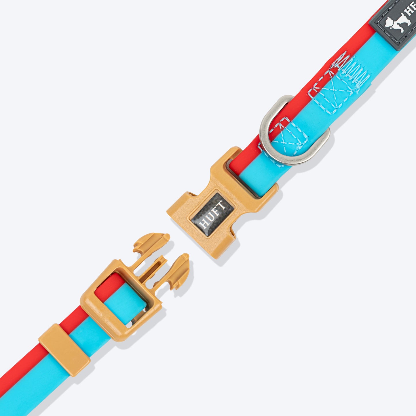 HUFT Color Fushion Waterproof Collar For Dog - Red & Sky Blue