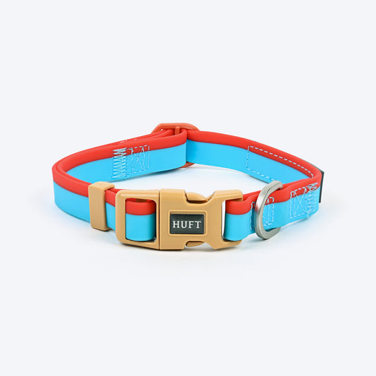 HUFT Color Fushion Waterproof Collar For Dog - Red & Sky Blue