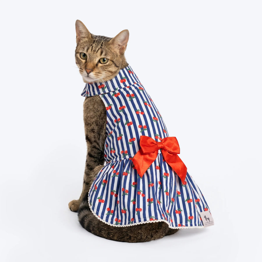 HUFT Cherie Cherry Dress For Cat - Blue