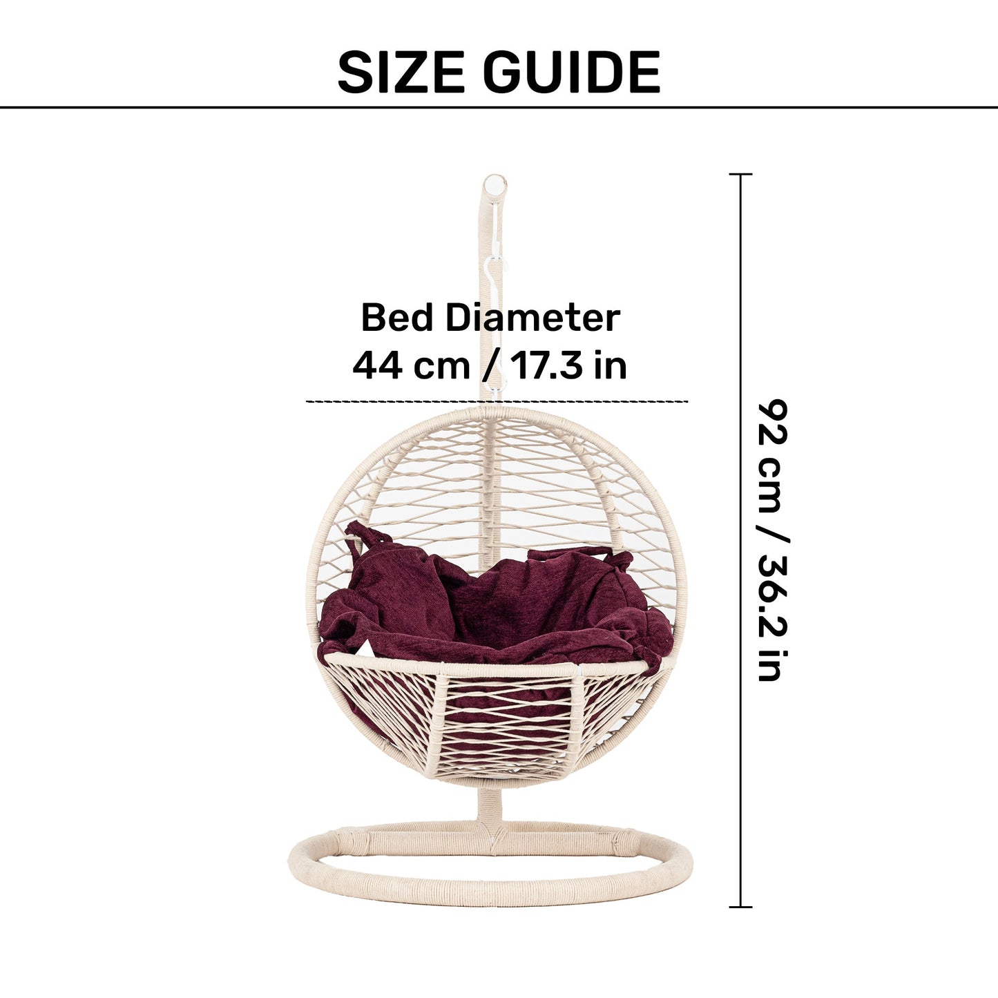 HUFT Purrfect Hanging Bed With Cushion For Cat - White