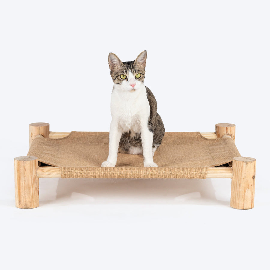 HUFT Elevated Cot Bed For Cats - Brown