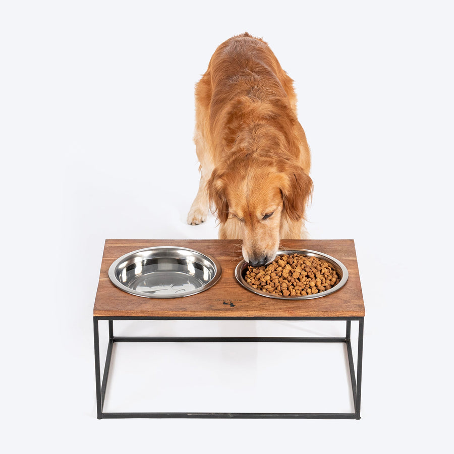 HUFT Furry Feast Wooden Diner With Steel Inserts For Dogs