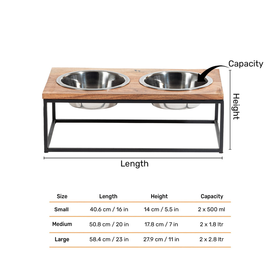 HUFT Furry Feast Wooden Diner With Steel Inserts For Dogs