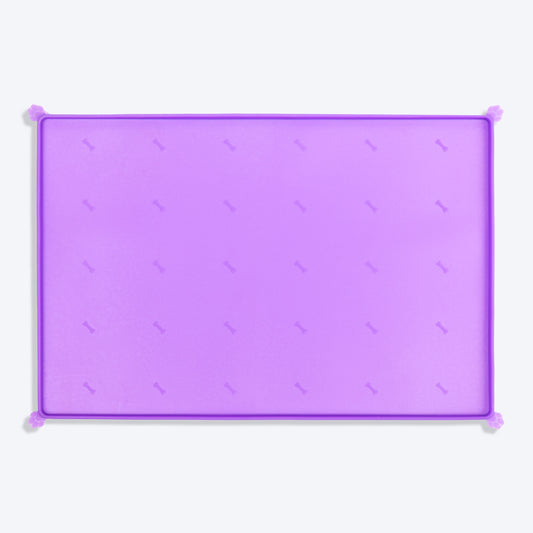 HUFT Anti Spill Rectangle Bowl Mat For Dog & Cat - Violet