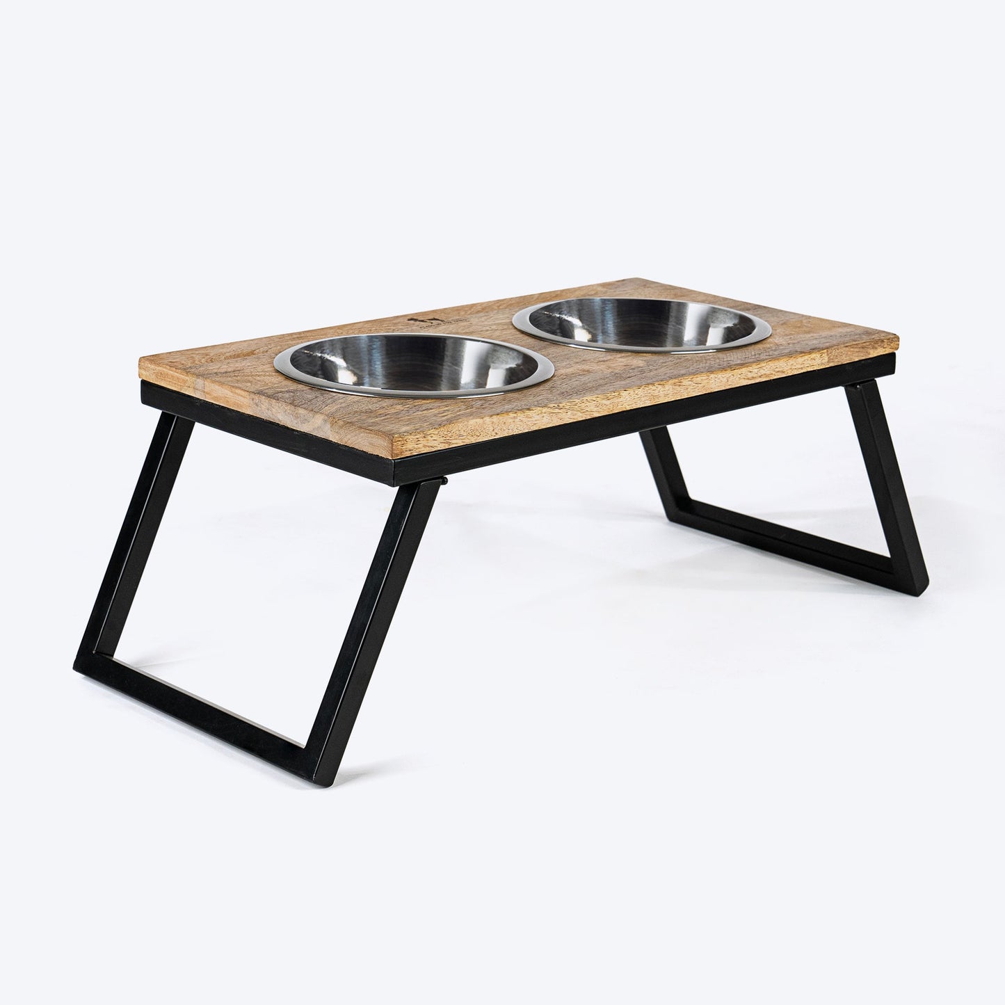 HUFT Collapsible Wooden Diner With Steel Bowl Inserts For Dog