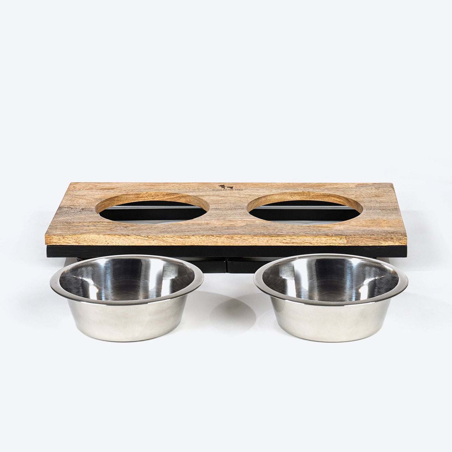 HUFT Collapsible Wooden Diner With Steel Bowl Inserts For Dog