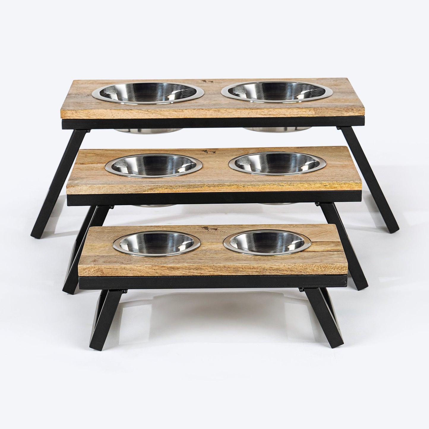 HUFT Collapsible Wooden Diner With Steel Bowl Inserts For Dog
