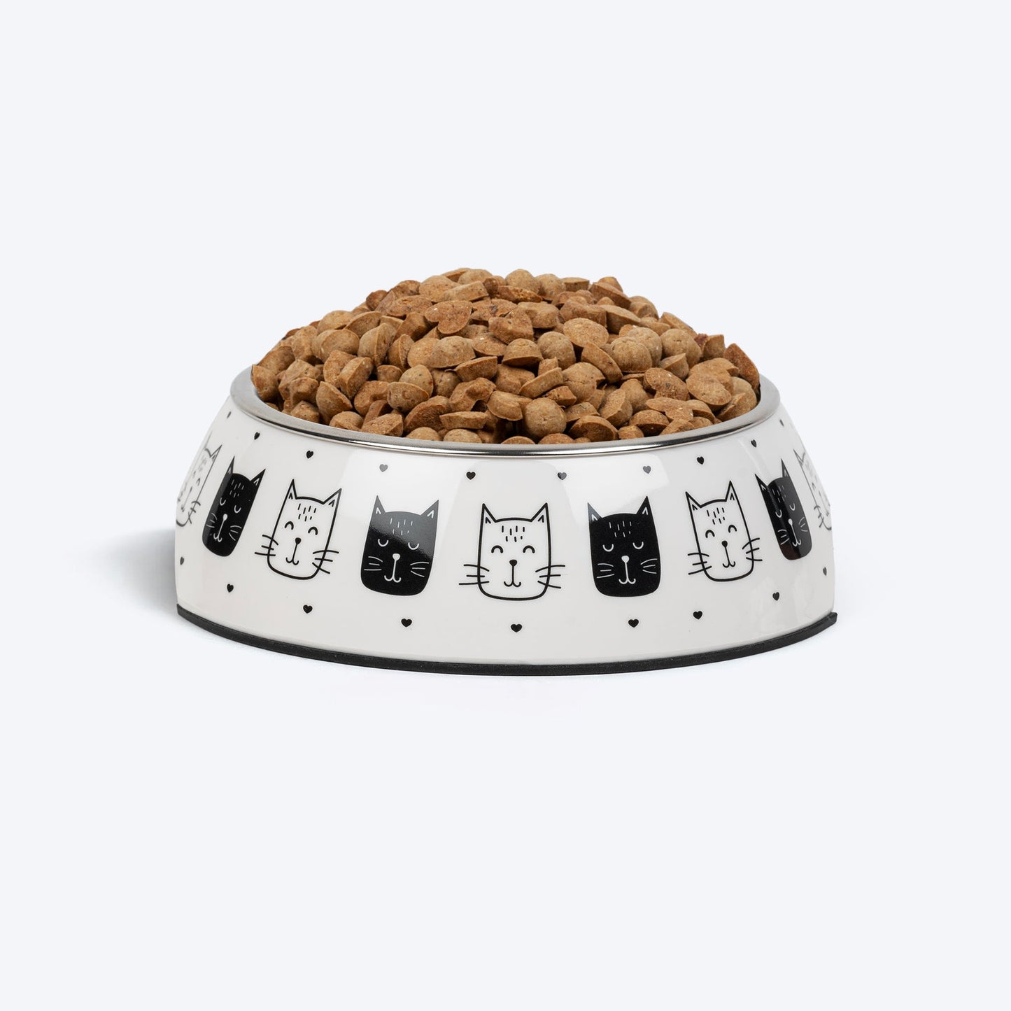 HUFT Kitty Trails Printed Melamine Bowl With Steel Inserts For Cats - White